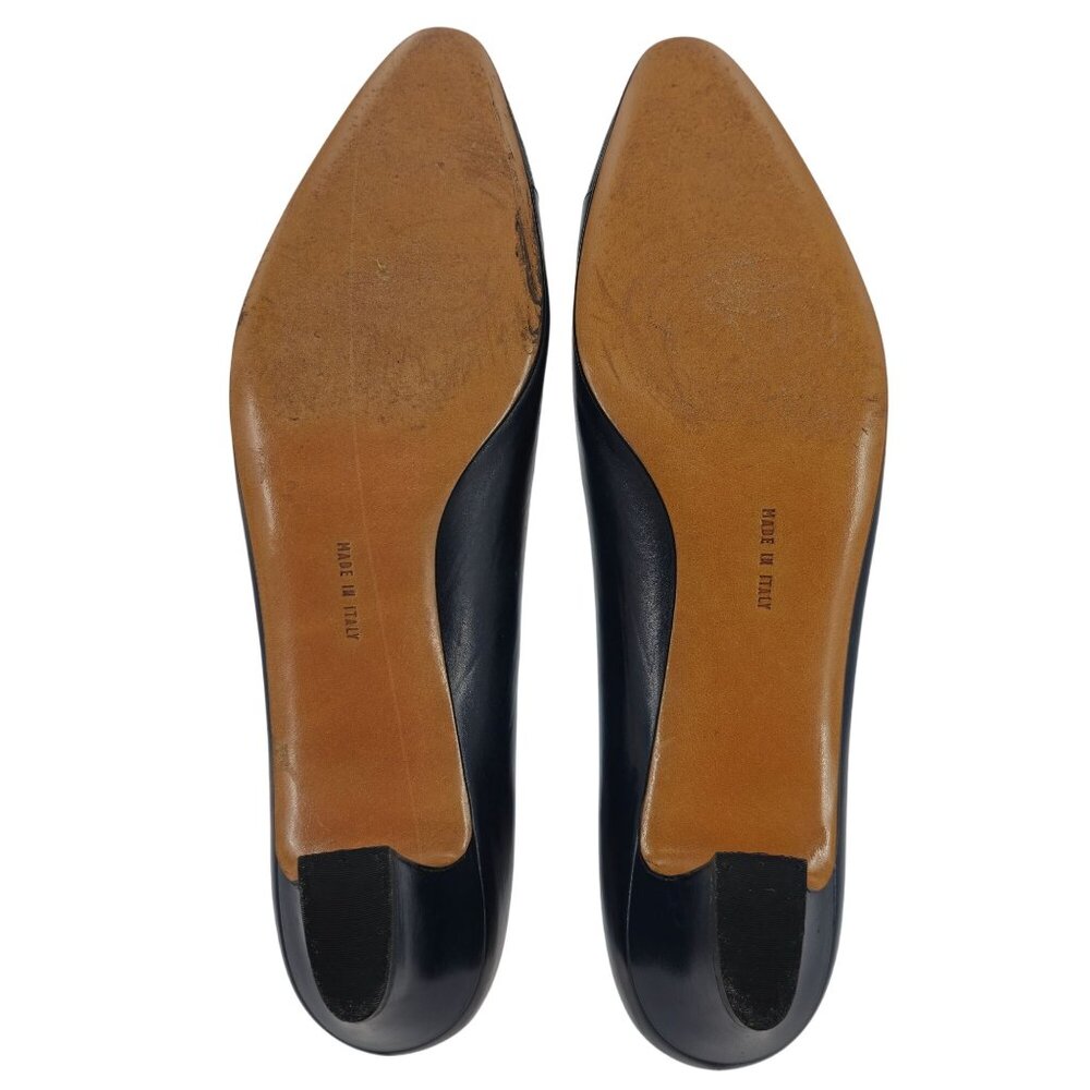 Vintage Salvatore Ferragamo Womens 9AA Navy Leather Reptile Embossed Dress Pumps - Picture 3 of 9